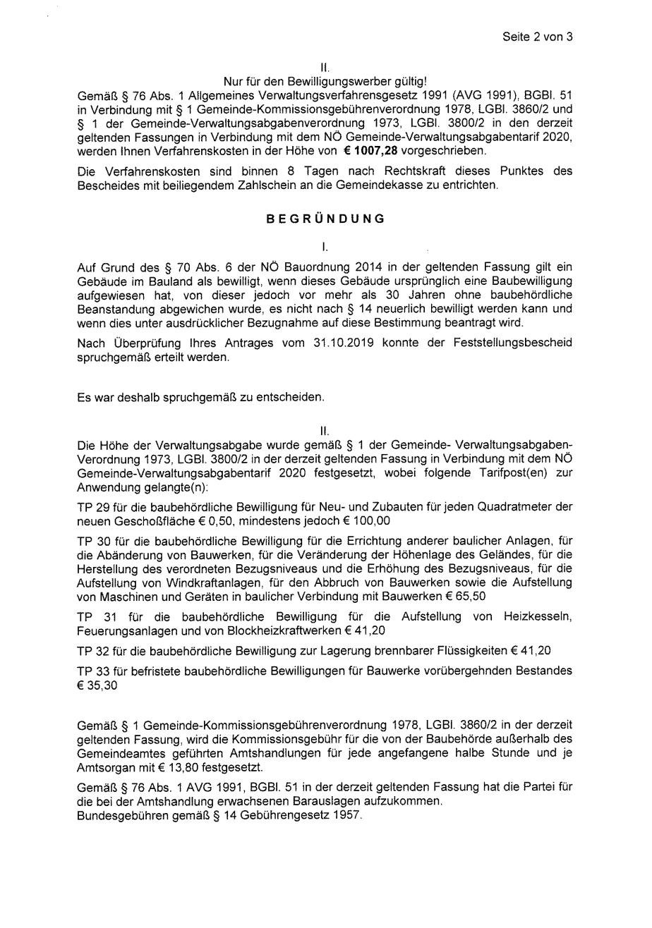 Baubescheid / Feststellungsverfahren Seite 2