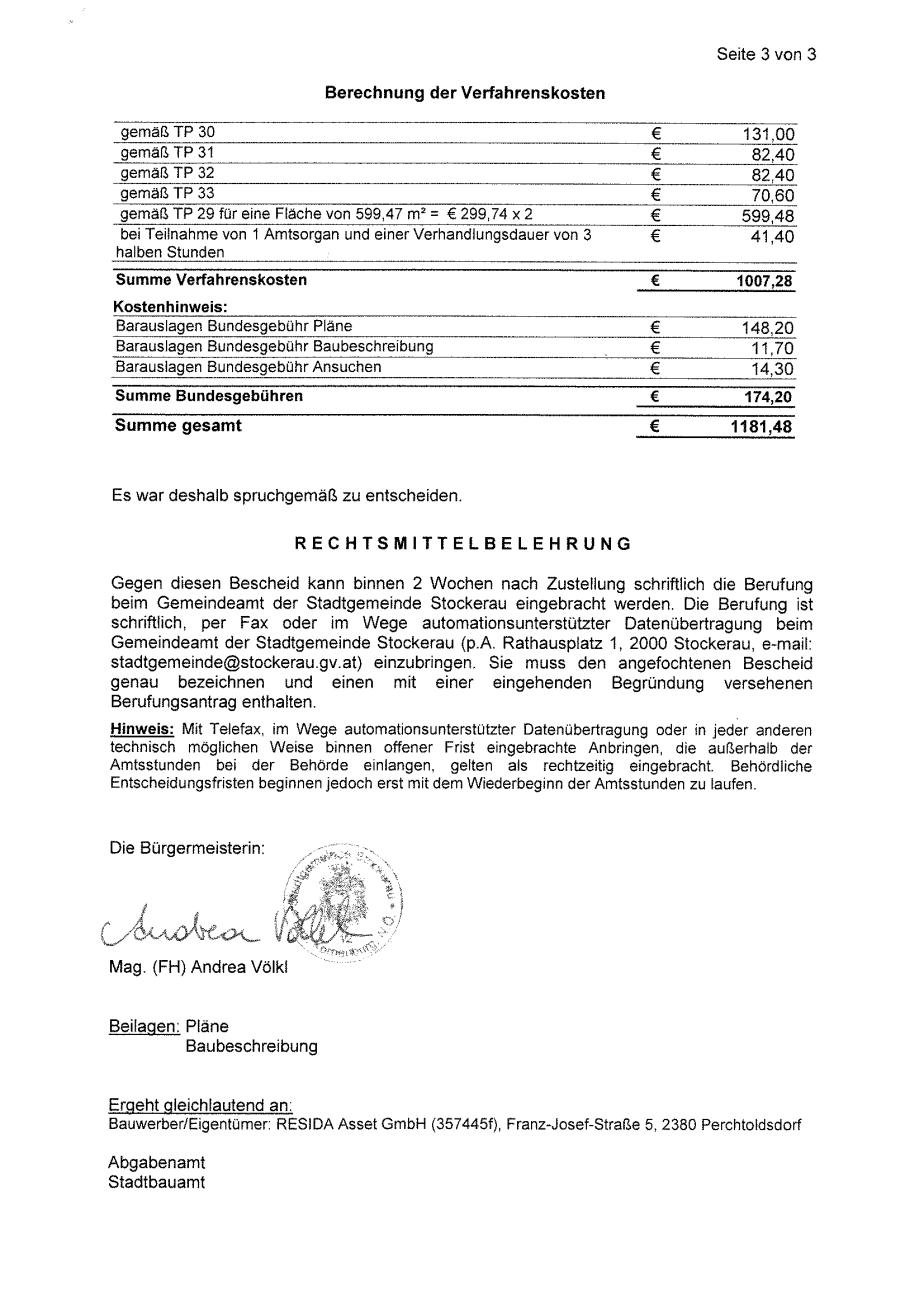 Baubescheid / Feststellungsverfahren Seite 3
