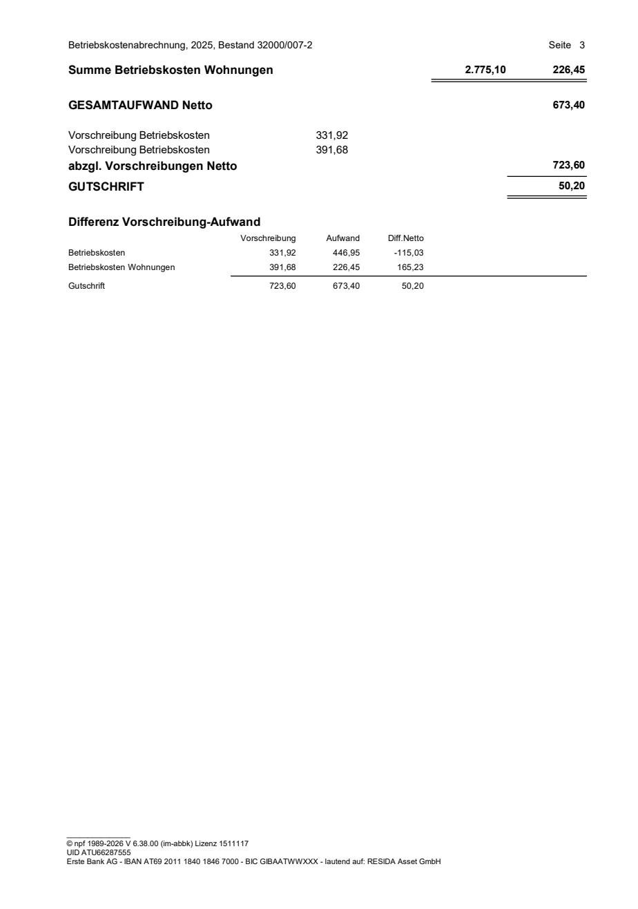 Betriebskostenabrechnung 2025 Seite 3