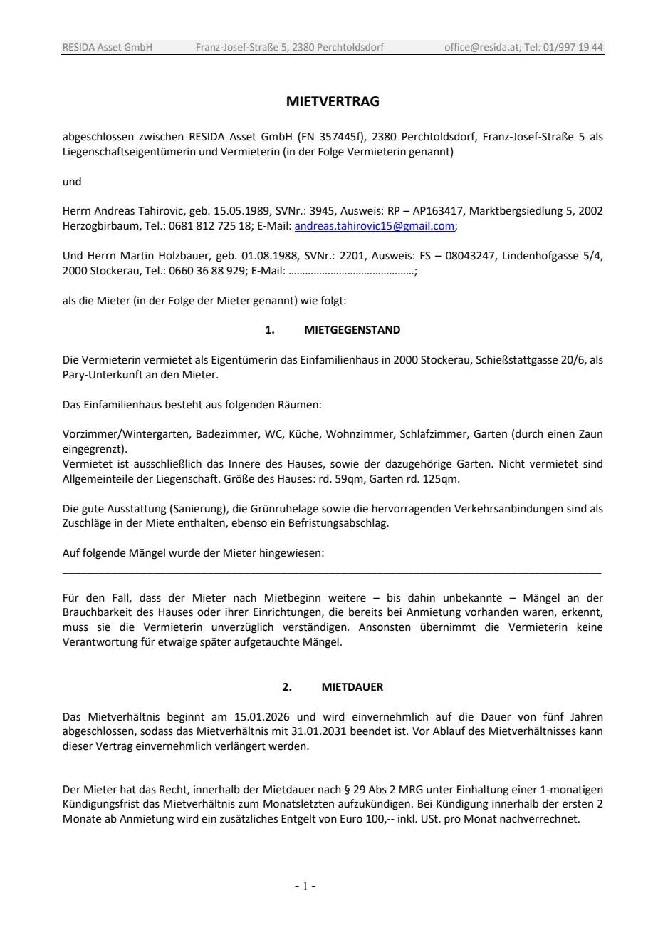 Mietvertrag Top 6 – Tahirovic Seite 1